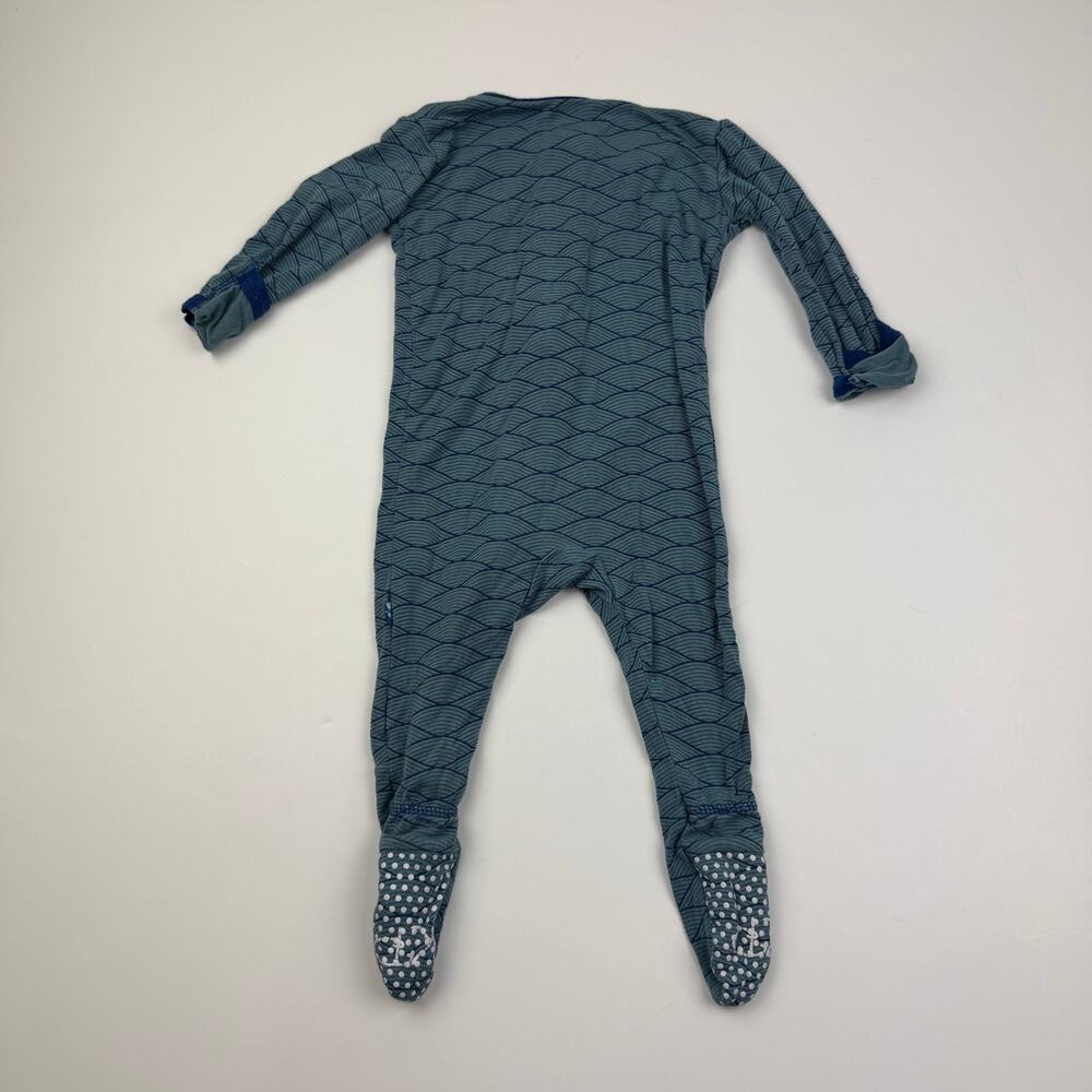 Kickee Pants Bamboo Blue Zip Footie Pajamas, Size 3/6m - Picture 5 of 5